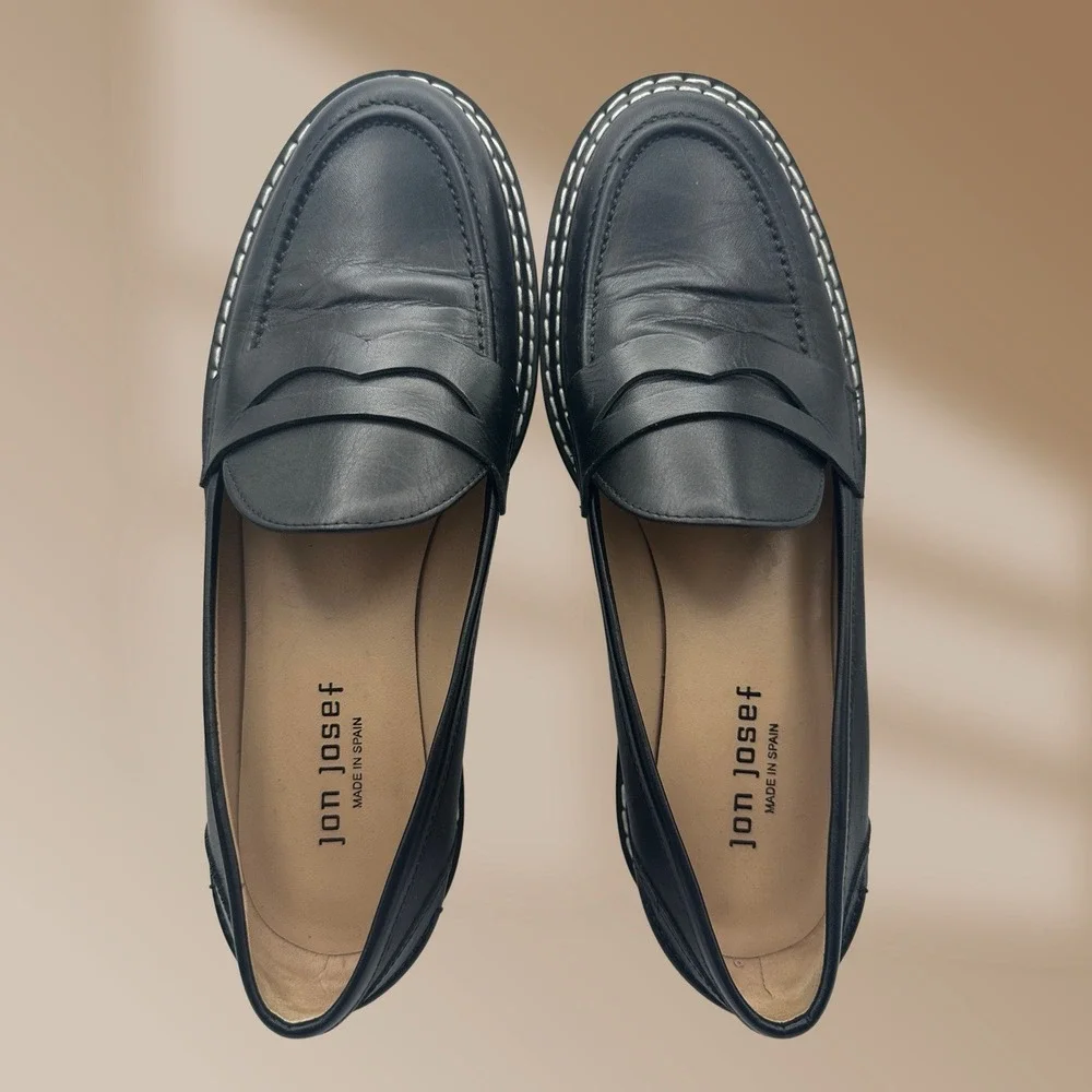 Jon Josef Black Penny Loafers Ladies Size 39 US Size 8